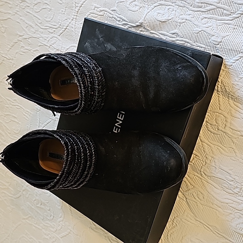 Low suede black booties